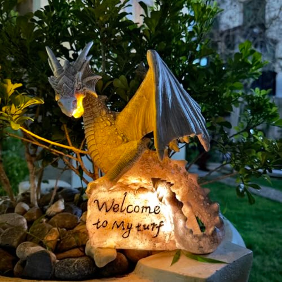 Smart Zen Garden - Garden Large Dragon Statue Solar Powered